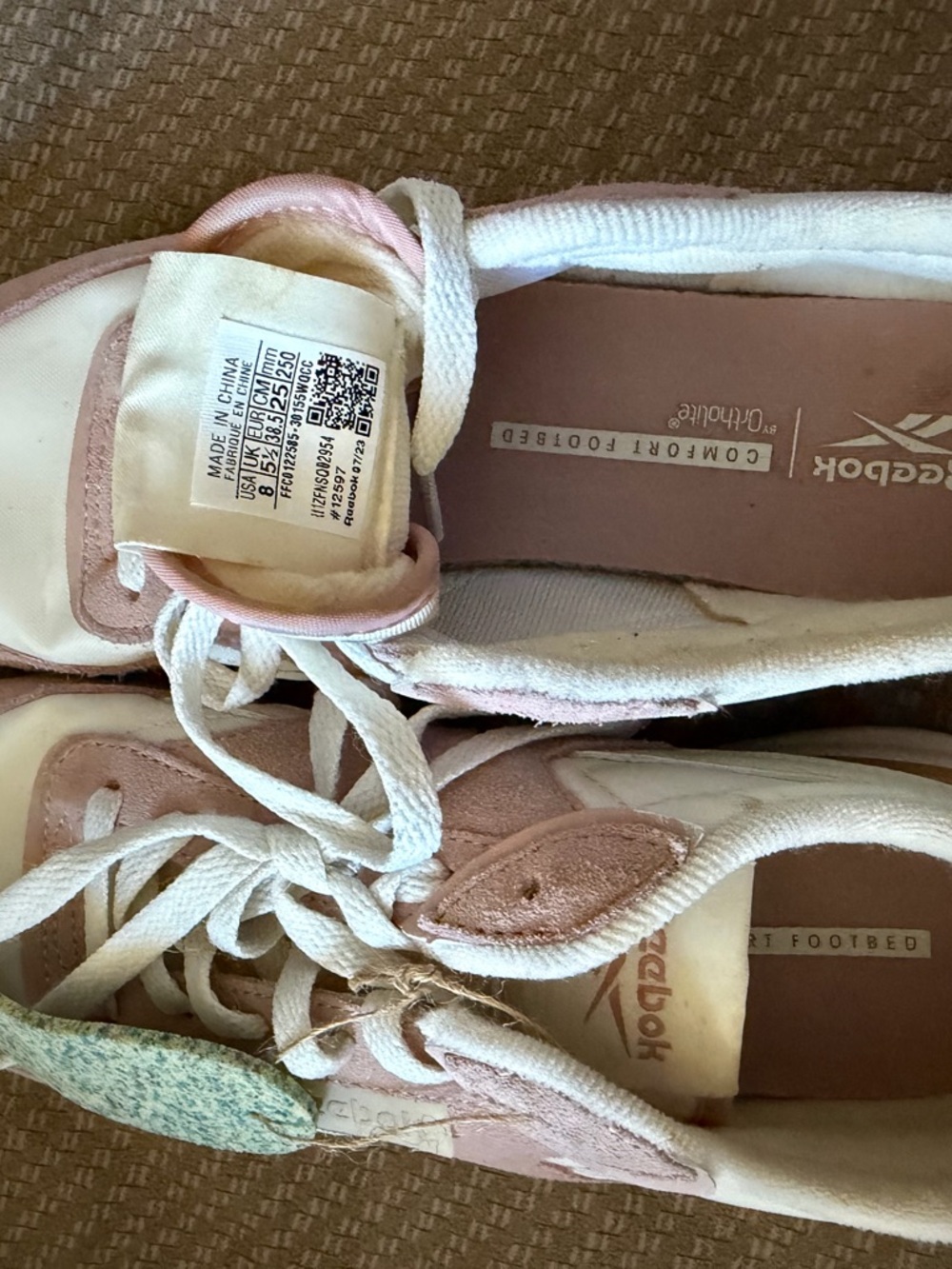 Reebok Women’s Pink and White Low-Top Lace-Up Sneakers